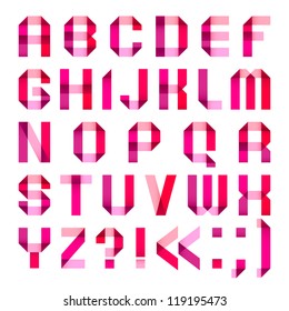 Spectral letters folded of paper - Roman alphabet (A, B, C, D, E, F, G, H, I, J, K, L, M, N, O, P, Q, R, S, T, U, V, W, X, Y, Z)