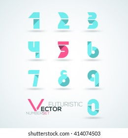 Spectral numbers abstract colorful futuristic shapes - Arabic numerals (0, 1, 2, 3, 4, 5, 6, 7, 8, 9), vector illustration. Can be used for web design and  workflow layout