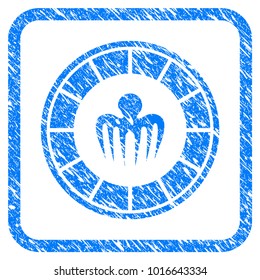 Spectre Casino grungy textured icon inside rounded frame for overlay watermark stamps. Flat symbol with scratched texture. Framed vector blue rubber seal stamp with grunge design of spectre casino.