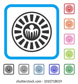 Spectre Casino Roulette icon. Flat gray pictogram symbol in a blue rounded square. Black, grey, green, blue, red, pink color additional versions of spectre casino roulette vector.
