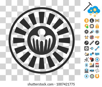 Spectre Casino Roulette pictograph with bonus bitcoin mining and blockchain clip art. Vector illustration style is flat iconic symbols. Designed for crypto-currency websites.