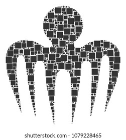 Spectre Octopus collage icon of rectangles and circle particles in different sizes. Vector items are composed into spectre octopus composition design concept.