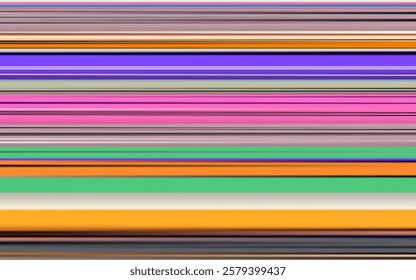 Spectrum abstract background. Abstract smooth stripes with a spectrum of blurred colored lines in various creating a modern, dynamic visual effect. Vector multicolor horizontal lines thin and thick.