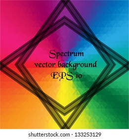 Spectrum background with decorative frame. Rainbow mosaic. Vector EPS 10.