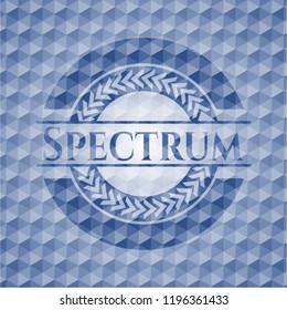 Spectrum blue emblem or badge with abstract geometric pattern background.
