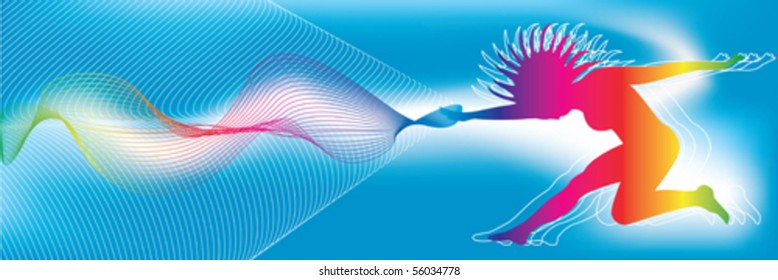 Spectrum character dancing, emanating energy