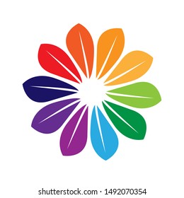 Spectrum circular flower logo design. Vector illustration isolated on white background