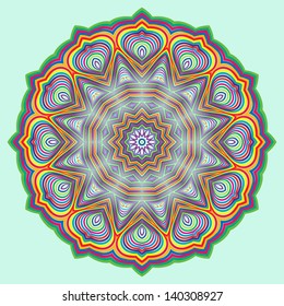 Spectrum Color Ornamental Pattern, Vector Round Decorative Design Element