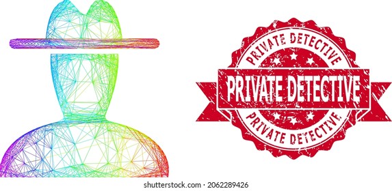 Spectrum-farbene Netzwerk-Bauern Persona, und Private Detective schmutzigen Band Robbendruck. Rotes Siegel enthält Privattext in Band.