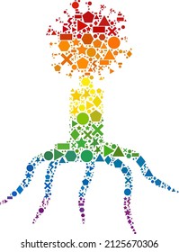 Spectrum colorful vector viral agent collage for LGBT. Geometric randomized elements are arranged into abstract collage viral agent icon.
