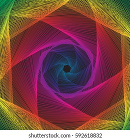 Spectrum colors and mesh texture are featured in an abstract background illustration.