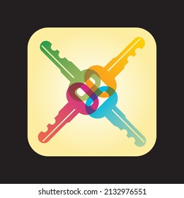 spectrum colors on key, Logo, vector, itc.