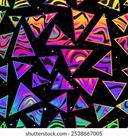 Spectrum colour triangle. Seamless pattern.