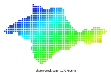 Spectrum dotted pixel Crimea Map. Vector geographic map in bright colors on a white background. Spectrum has diagonal gradient. Multicolored vector collage of Crimea Map created of dot elements.