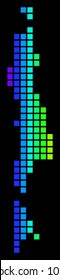 Spectrum dotted Sakhalin Island Map. Vector geographic map in bright colors on a black background. Multicolored vector concept of Sakhalin Island Map designed of square elements.
