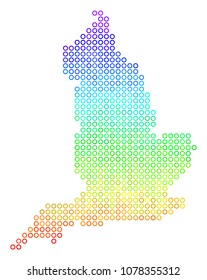 Spectrum England Map. Vector geographic map in bright spectrum color tones. Spectrum has vertical gradient. Colorful vector composition of England Map done of circle bubbles.