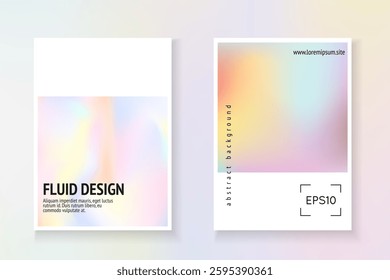 Spectrum Fluid. Modern Design. Gradient Mesh. Color Shape. Violet Hologram Flyer. Chrome Screen. Colourful White Brochure. Blue Spectrum Fluid