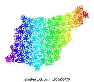 Composición de gradientes de espectro de la provincia de Gipuzkoa construida para las ventas de Año Nuevo. El mapa de mosaico de la provincia de Gipuzkoa está diseñado con vibrantes cristales de hielo. Diseñado para fines de Año Nuevo.