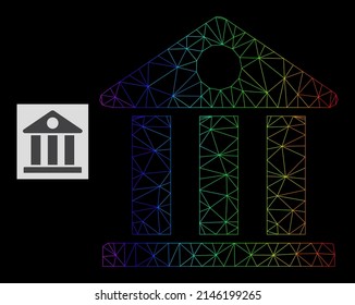 Das Gefälle-Mesh-Museum Symbol. Geometrisches Flachnetz basiert auf Museumssymbol, erzeugt aus dreieckigem Netz, mit Farbverlauf-Gefälle.