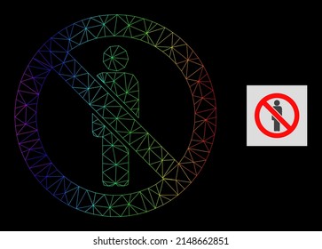 Spectrum Gradient Net Forbidden Man Icon. Geometric Carcass 2D Network Is Based On Forbidden Man Icon, Generated With Polygonal Mesh Framework, With Spectrum Gradient.