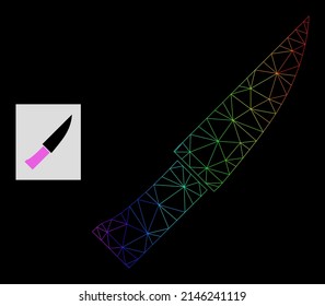 Das Messersymbol des Spectrum-Farbverlaufs. Das flache Netz der geometrischen Karkasse basiert auf Messersymbol, erzeugt mit polygonalem Maschennetz mit Regenbogenverlauf.