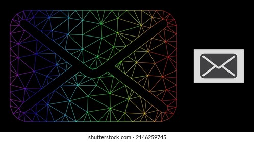 Spectrum gradient network letter icon. Geometric carcass 2D net is based on letter icon, generated with triangular mesh carcass, with spectrum gradient.