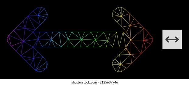 Spectrum gradient network swap arrows icon. Geometric frame 2D network based on swap arrows icon, generated from triangular mesh carcass, with spectrum gradient.