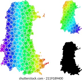 Spectrum gradient star mosaic map of Palencia Province. Vector colorful map of Palencia Province with spectrum gradients.