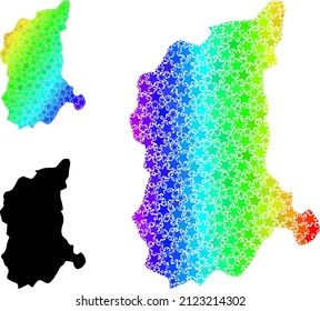 Spectrum gradiented star collage map of Lubusz Province. Vector colored map of Lubusz Province with spectral gradients.