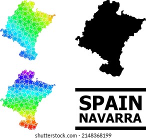 Spectrum gradiented star collage map of Navarra Province. Vector colorful map of Navarra Province with spectrum gradients.