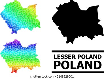 Spectrum gradiented star collage map of Lesser Poland Province. Vector colorful map of Lesser Poland Province with spectral gradients.