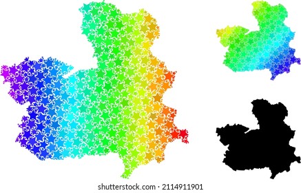 Spectrum gradiented star mosaic map of Castile-La Mancha Province. Vector colorful map of Castile-La Mancha Province with spectrum gradients.