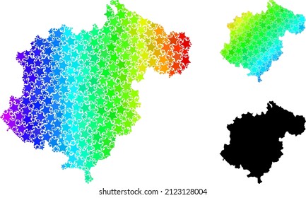 Spectrum gradiented star mosaic map of Teruel Province. Vector vibrant map of Teruel Province with spectrum gradients.