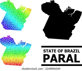 Spectrum gradiented star mosaic map of Paral State. Vector colored map of Paral State with spectrum gradients. Mosaic map of Paral State collage is composed with chaotic colorful star elements.