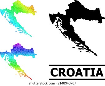 Spectrum gradiented starred collage map of Croatia. Vector colorful map of Croatia with spectral gradients. Mosaic map of Croatia collage is made with random colorful star items.