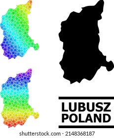 Spectrum gradiented starred collage map of Lubusz Province. Vector colored map of Lubusz Province with spectral gradients.