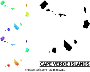 Spectrum gradiented stars mosaic map of Cape Verde Islands. Vector colored map of Cape Verde Islands with spectrum gradients.