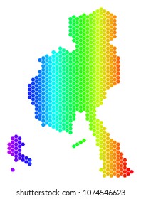 Spectrum Hexagonal Veraguas Province Map. Vector geographic map in bright colors on a white background. Spectrum has horizontal gradient.
