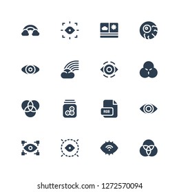 spectrum icon set. Collection of 16 filled spectrum icons included Rgb, Eye, View, Eyeball, Rainbow