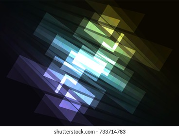 spectrum multicolor abstract spotlight background, corner square layer reverse line, technology geometric background, vector illustration