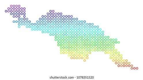 Spectrum New Guinea Island Map. Vector geographic map in bright spectrum color color tints. Spectrum has vertical gradient.