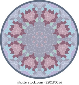 Spectrum pastel geometric mandala made of rhombuses, pixel art, stock vector. Modern stylish texture. 