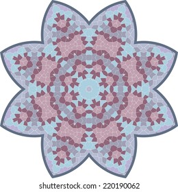 Spectrum pastel seamless geometric mandala made of rhombuses, pixel art, stock vector. Modern stylish texture. 