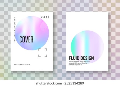 Póster de Espectro. Efecto digital. Colorido folleto retro. Fondo de color. Presentación de neón. Vector de cristal. Papel de holograma rosa. Póster de Espectro violeta