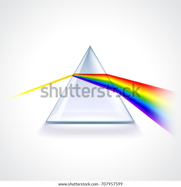 白い背景にスペクトルプリズム 写実的なベクターイラスト のベクター画像素材 ロイヤリティフリー