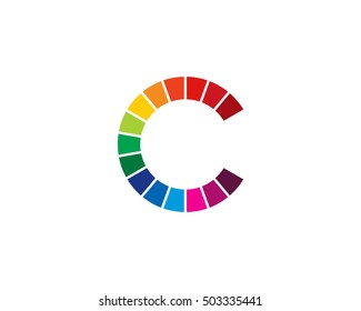 Spectrum Rainbow Color Letter C Logo Design Template