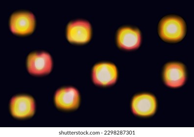 Spectrum, rainbow flares of light. Dazzling glow with bright reflection. A bright beam of a yellow spotlight, a lens with optical reflections of rays. Explosion, burst of shine, flash, sparkle. Vector