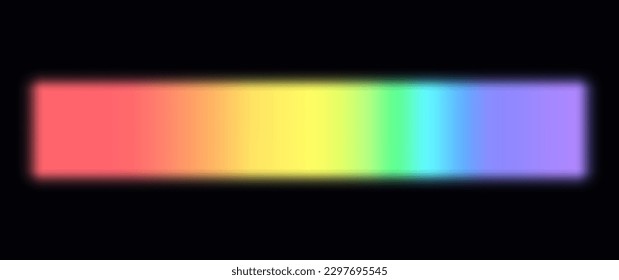 Spectrum, rainbow smooth color transition,  reflection beams, flare of light. Colorful scale, iridescent ray, lens, prism. Blinding flash,  rainbow glow. Spectrum of glare rays. Vector illustration.