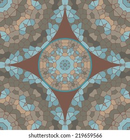 Spectrum seamless geometric mandala made of rhombuses, pixel art, stock vector. Modern stylish texture. 