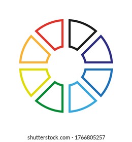 A spectrum in the shape of a circle, divided into sectors. Vector icon, outline